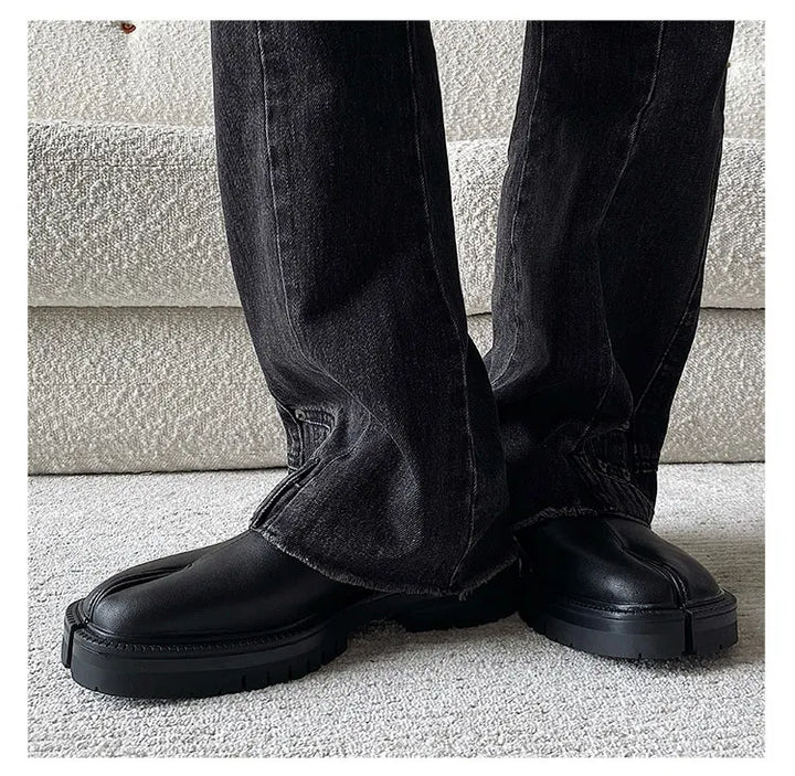 Obsidian Leather Tabi Loafers