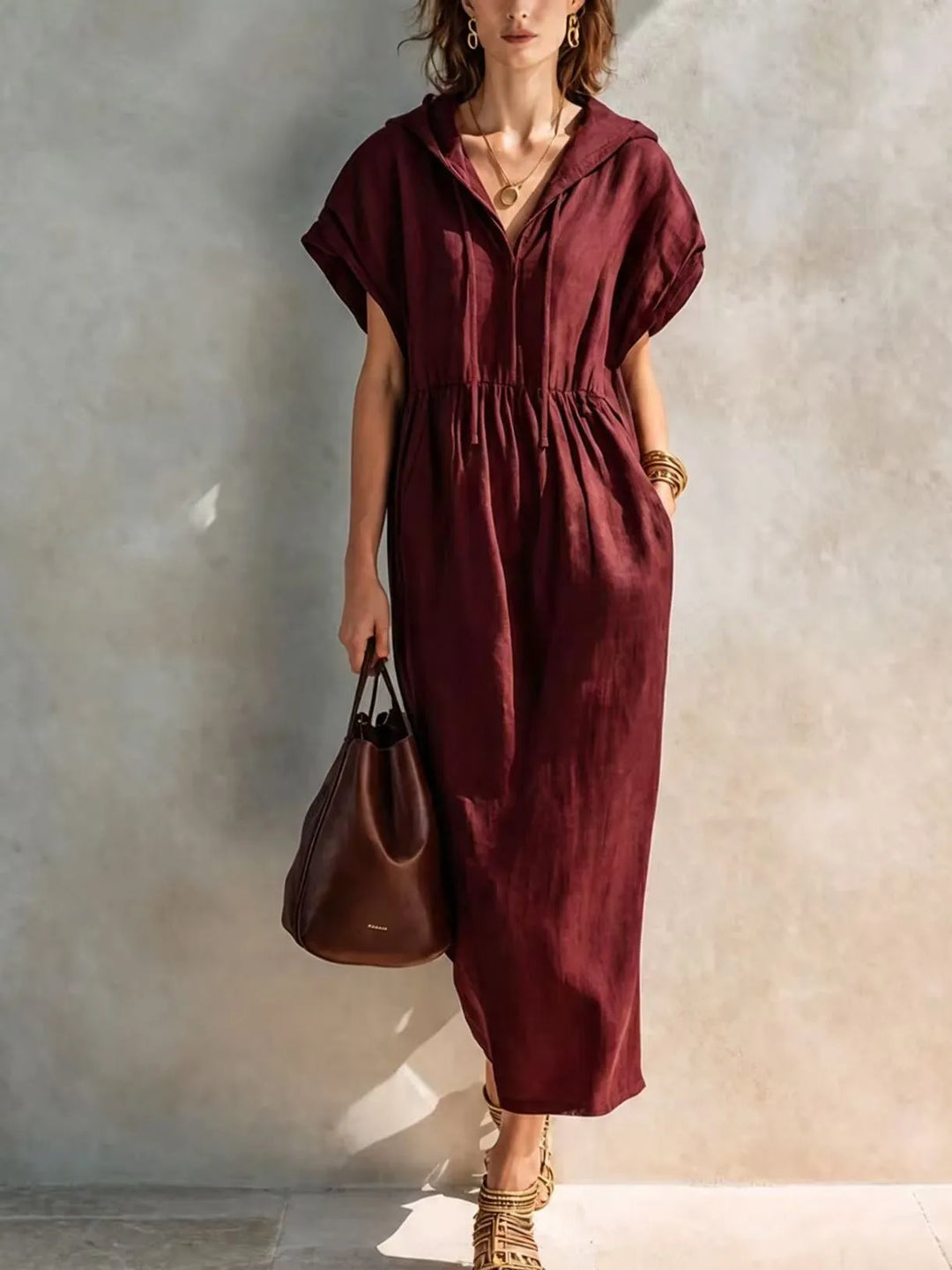 Aviana Casual Hooded Maxi Dress