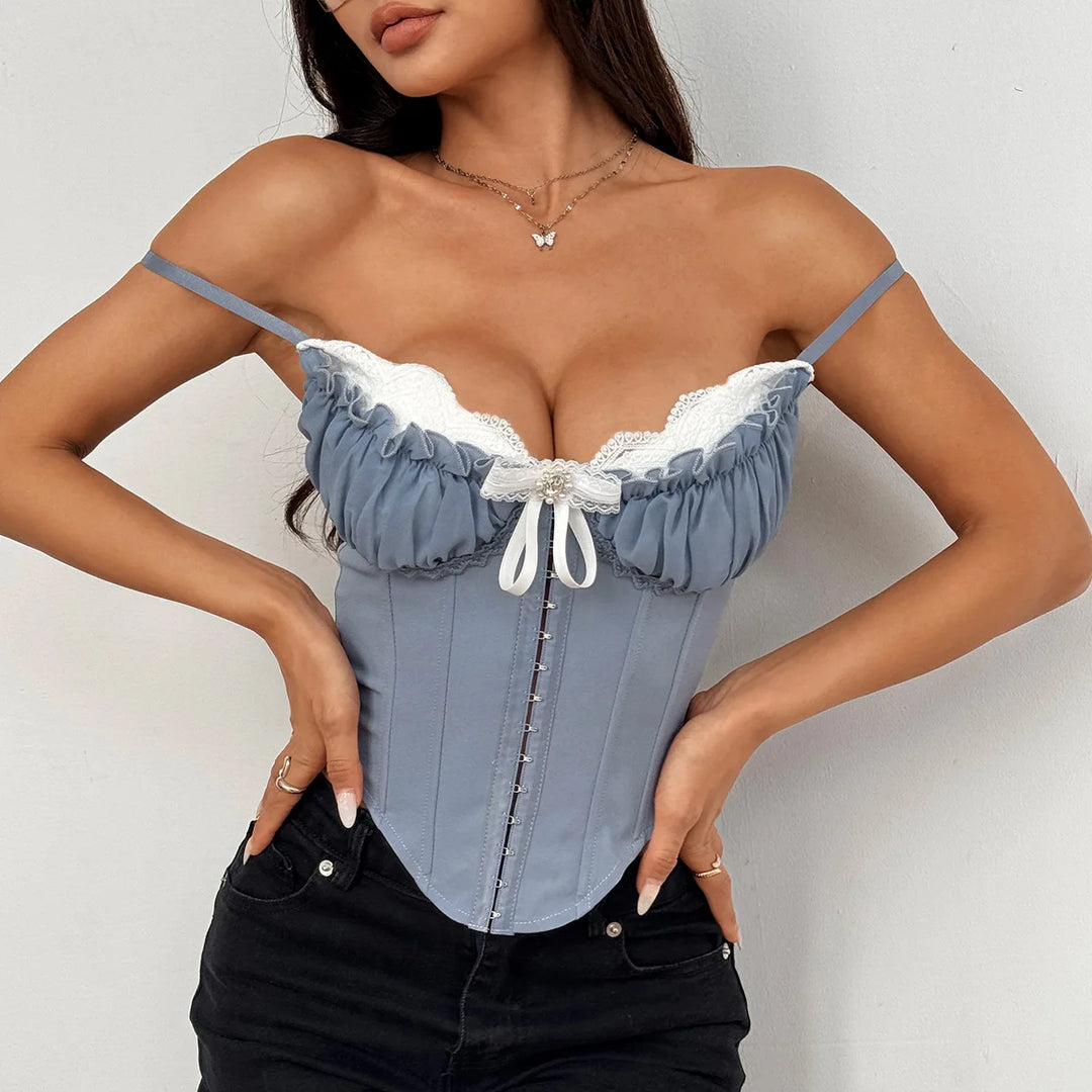 Delaney Lace Trim Corset Top