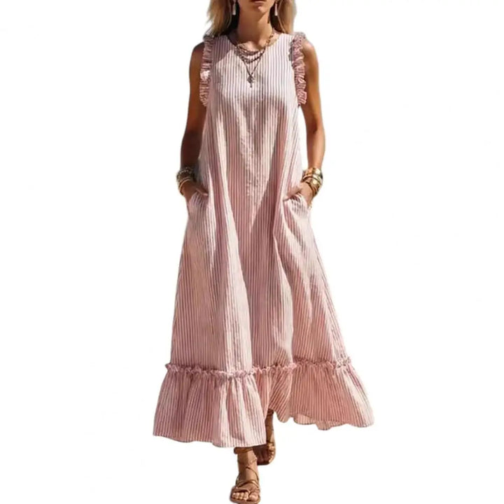 Kelsey Striped Ruffle Maxi Dress