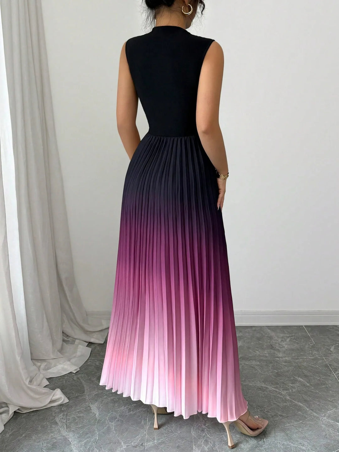Avery Pleated Maxi Wedding Guest Dress