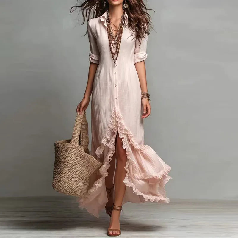 Caroline Ruffle Hem Maxi Dress