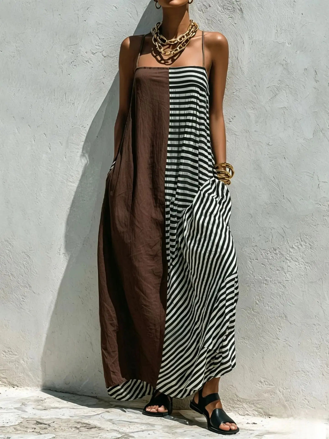 Liana Casual Striped Maxi Dress
