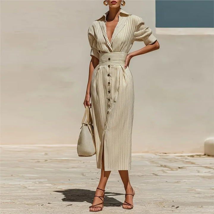 Riana Striped Shirt Midi Dress