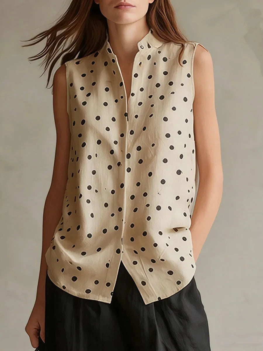 Camilla Relaxed Polka Dot Sleeveless Blouse
