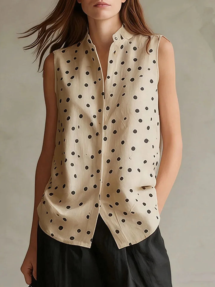 Camilla Relaxed Polka Dot Sleeveless Blouse