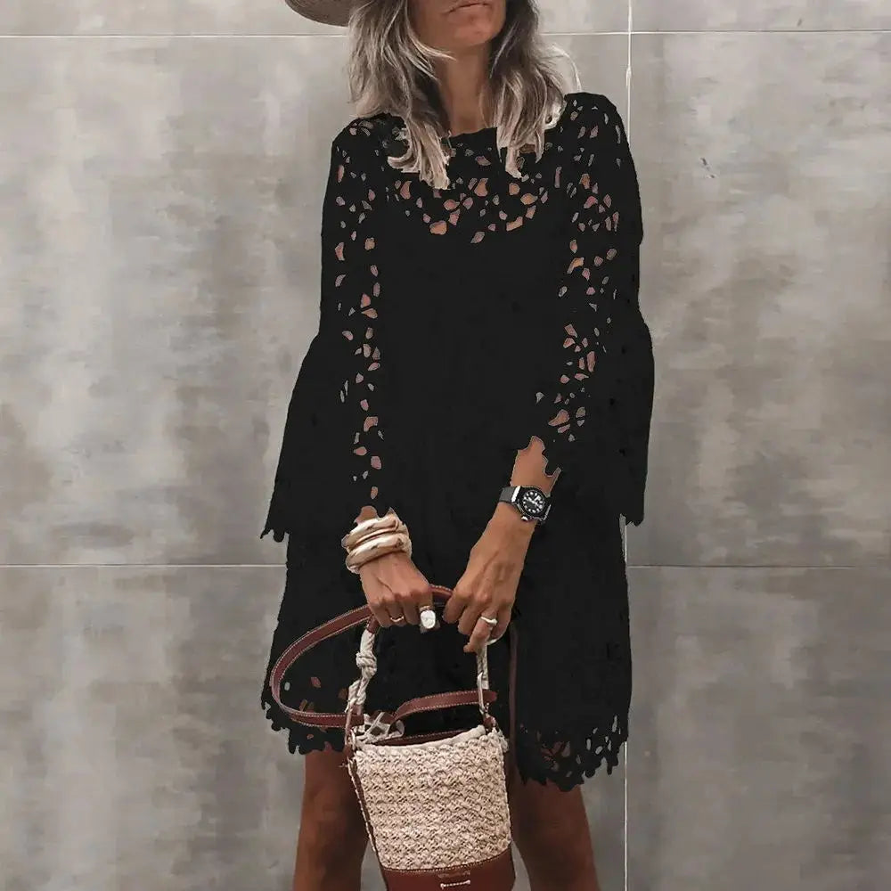 Elaria Elegant Eyelet Lace Mini Dress