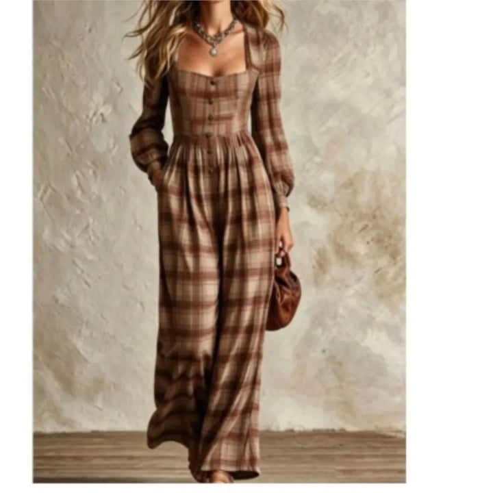 Rosalind Plaid Wide Leg Jumpsuit