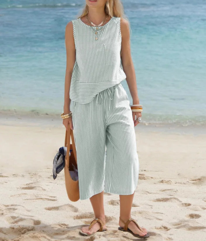 Ashley Striped Cotton Casual Matching Set