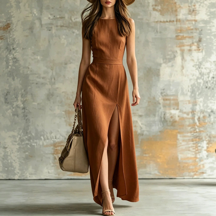 Annalise Flowing Sleeveless Side Slit Maxi Dress