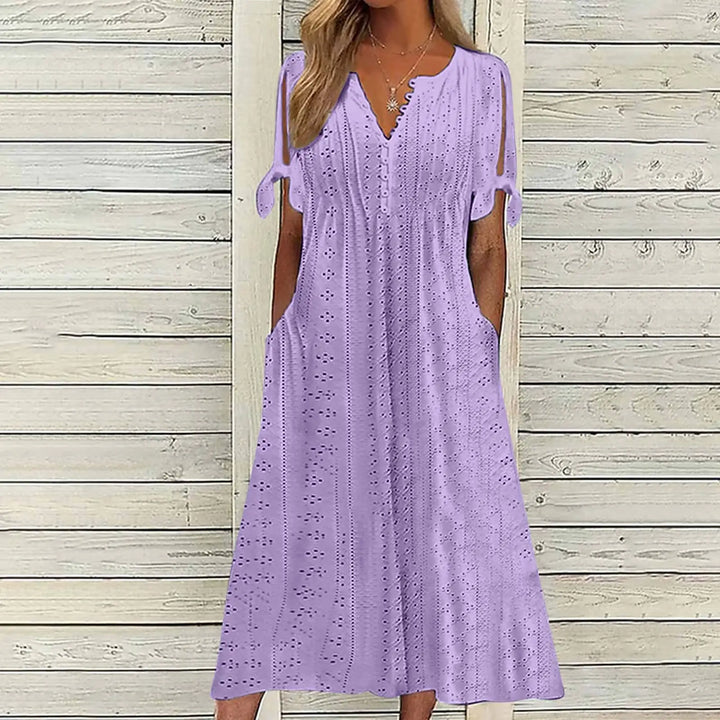 Bailey V Neck Eyelet Midi Dress