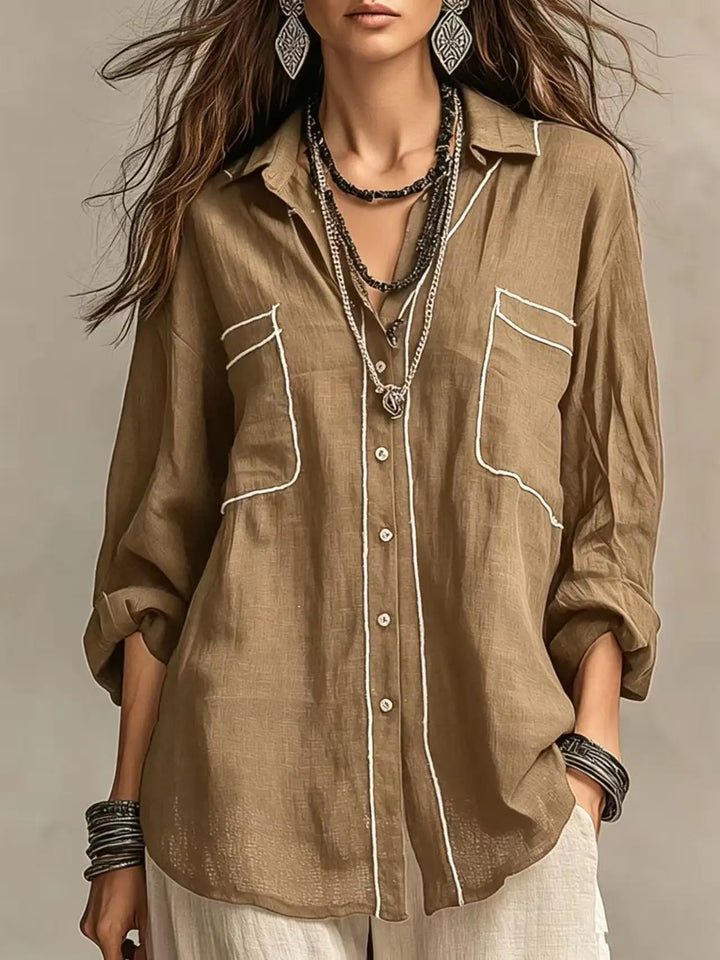 Abigail Casual Linen Blend Blouse