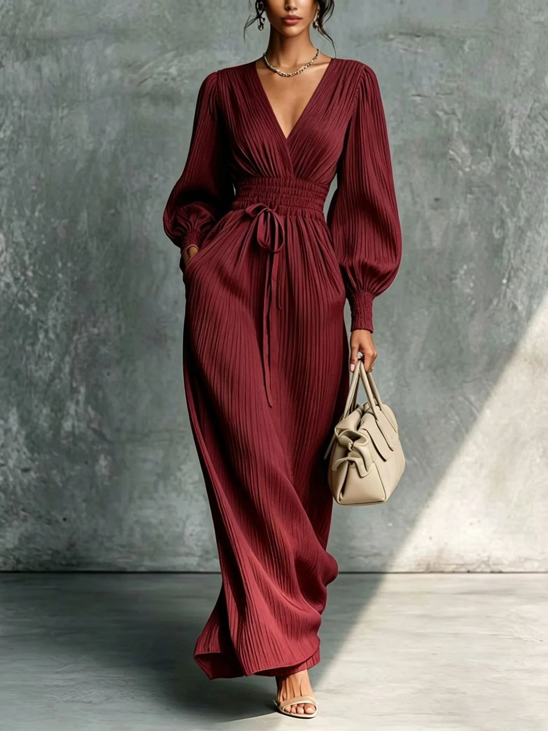 Seraphina Deep V Neck Maxi Dress