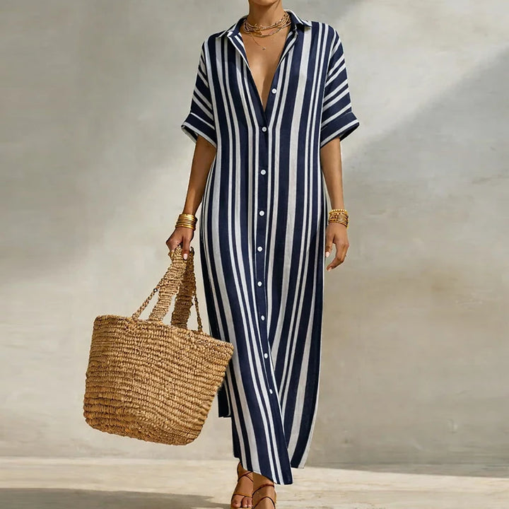 Olivia Linen Long Shirt Dress