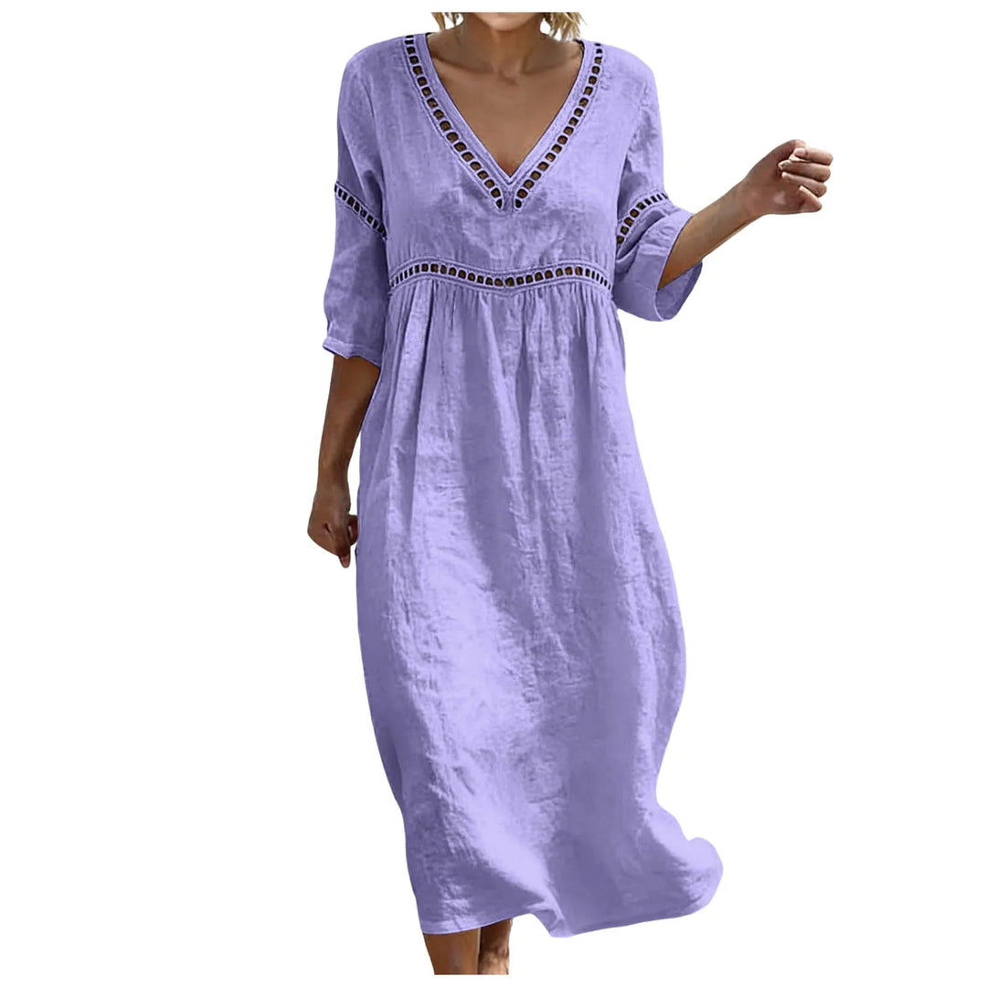 Avery Embellished V Neck Boho Maxi Dress