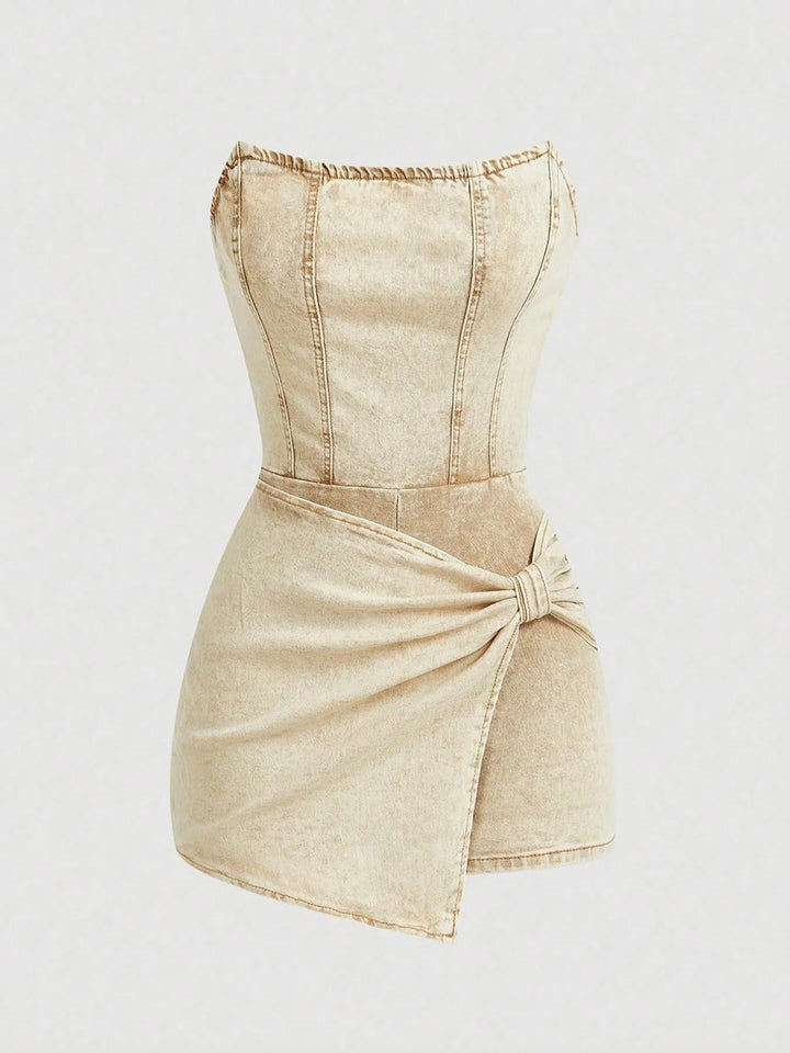 Talia Wrap Front Denim Dress