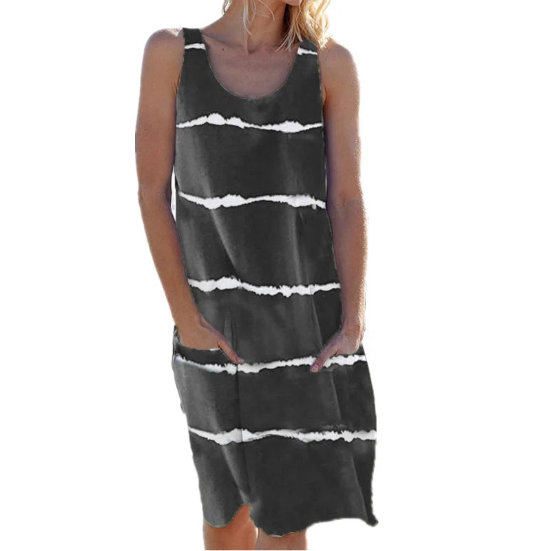 Avery Striped Tank Midi Dress