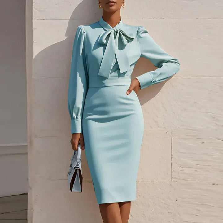Juliet Elegant Tie Front Bodycon Midi Dress