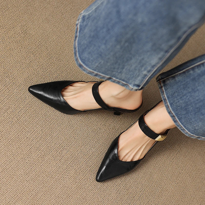 Margot Genuine Leather Kitten Heel
