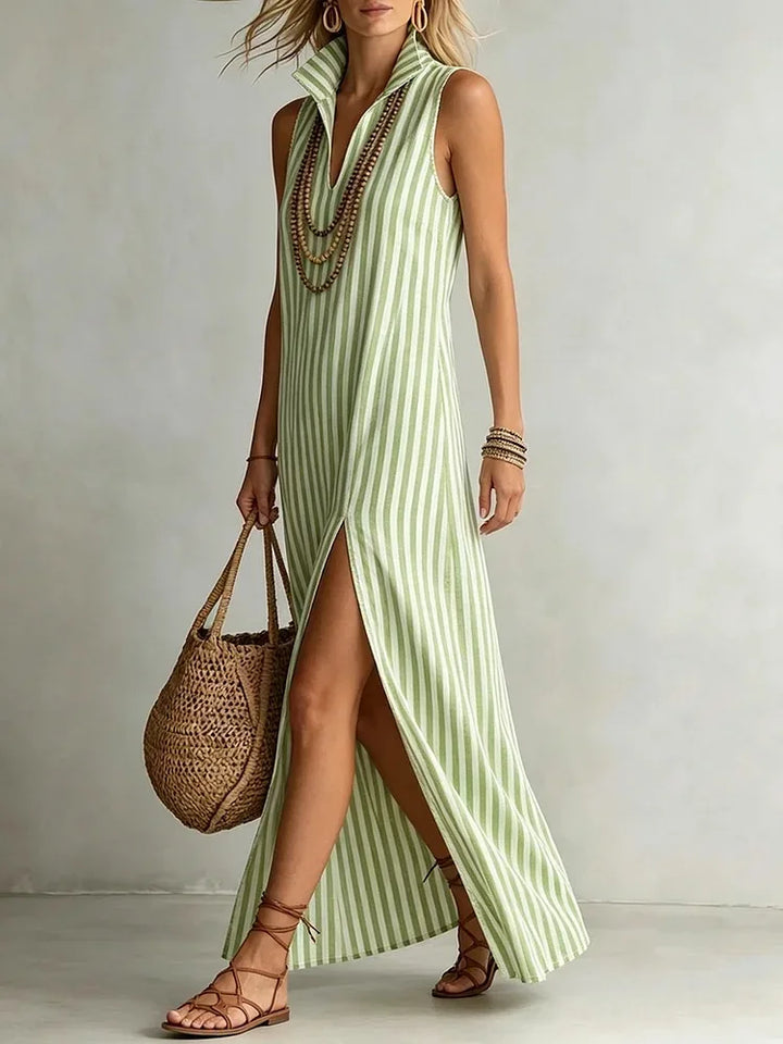 Louise Striped Slit Maxi Dress
