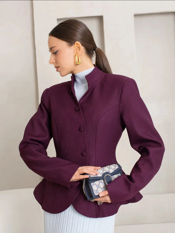 Simona Cinched Stand Collar Blazer