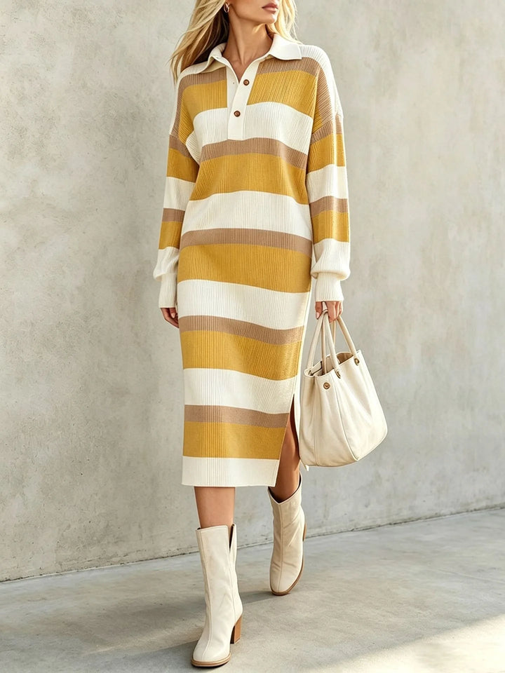 Clara Striped Polo Midi Dress