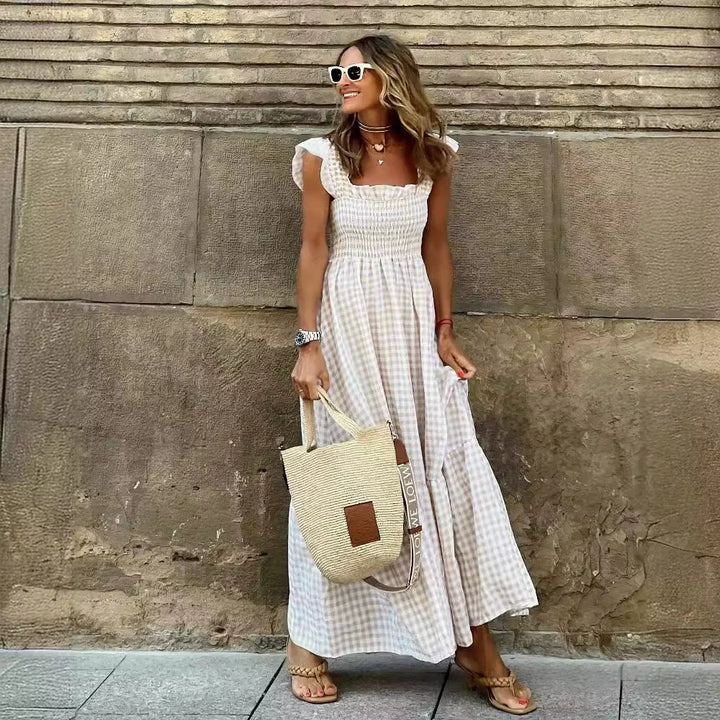 Gwen Retro Plaid Sleeveless Long Dress