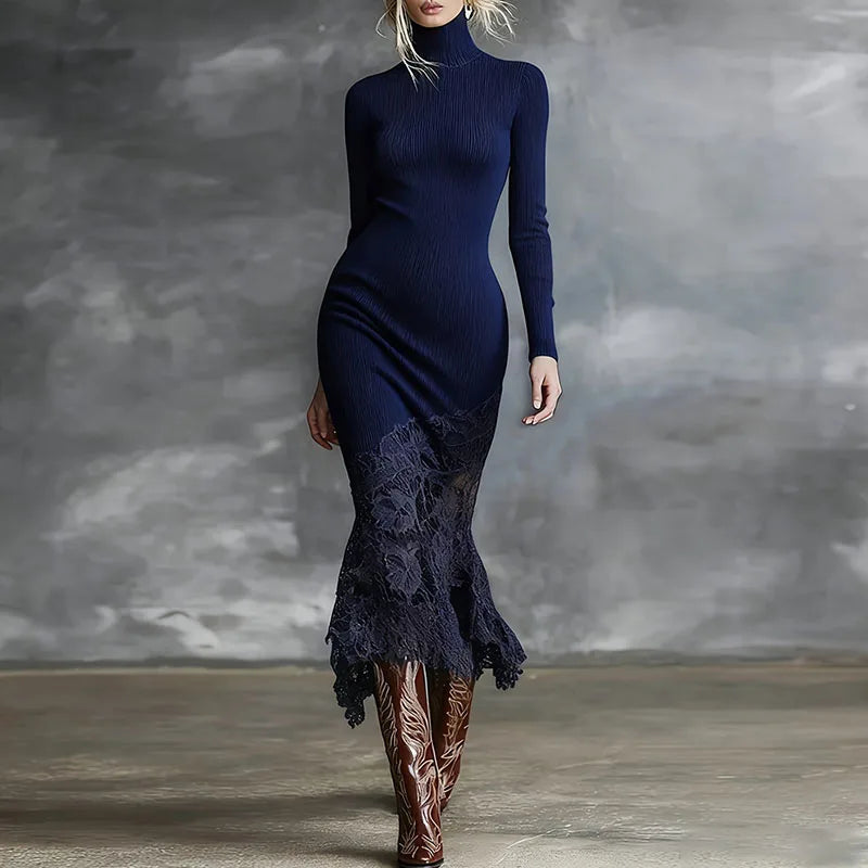 Vivienne Ribbed Turtleneck Dress
