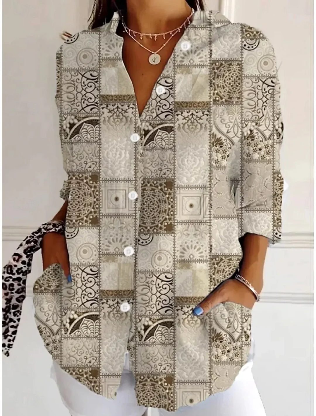 Jessica Geometric Button Shirt