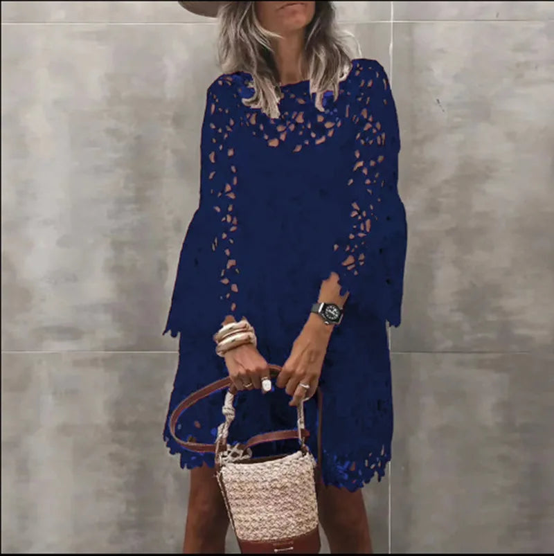 Elaria Elegant Eyelet Lace Mini Dress