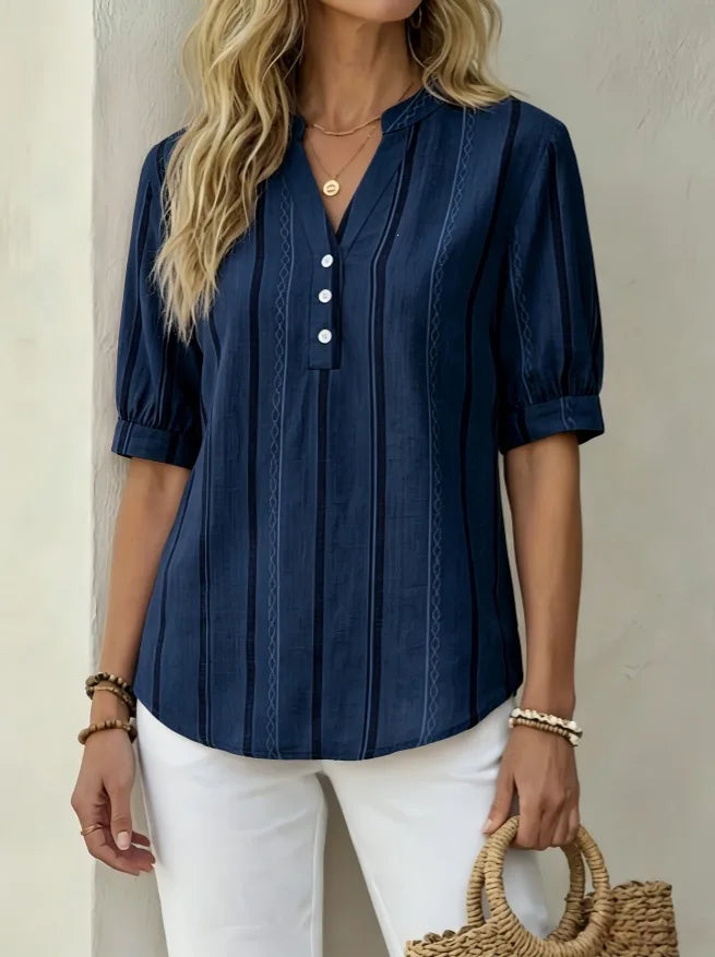 Hadley Striped V Neck Blouse
