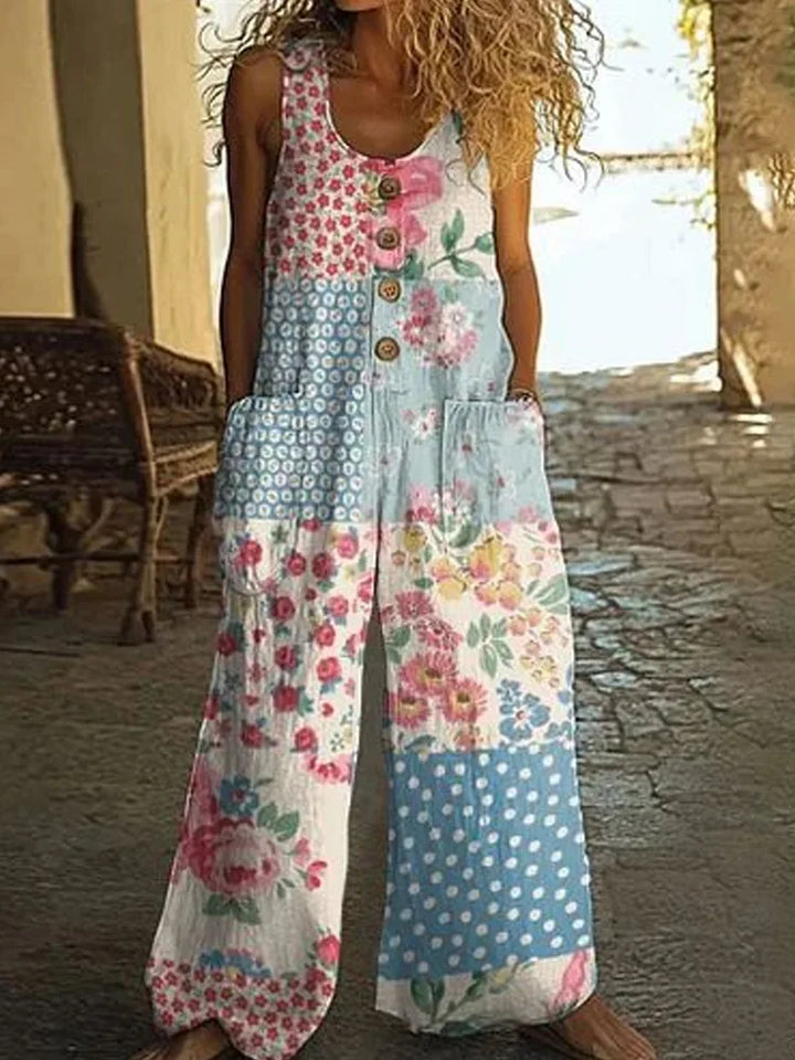 Selena Boho Floral Wide Leg Jumpsuit