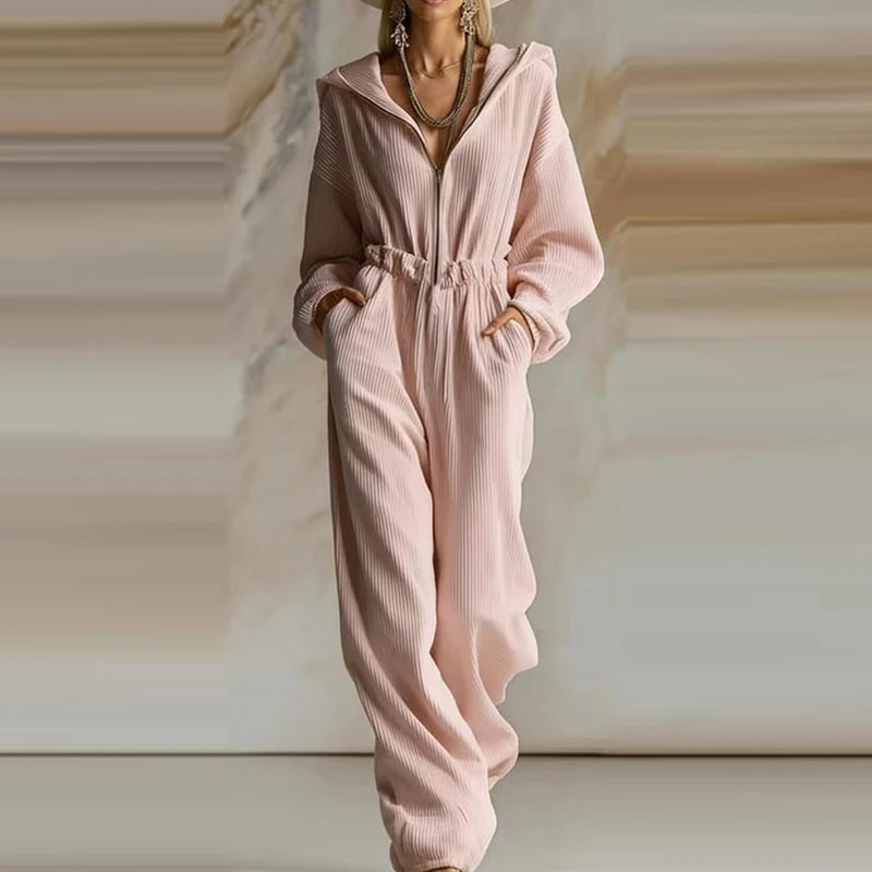 Mireva Ribbed Hooded Jumpsuit