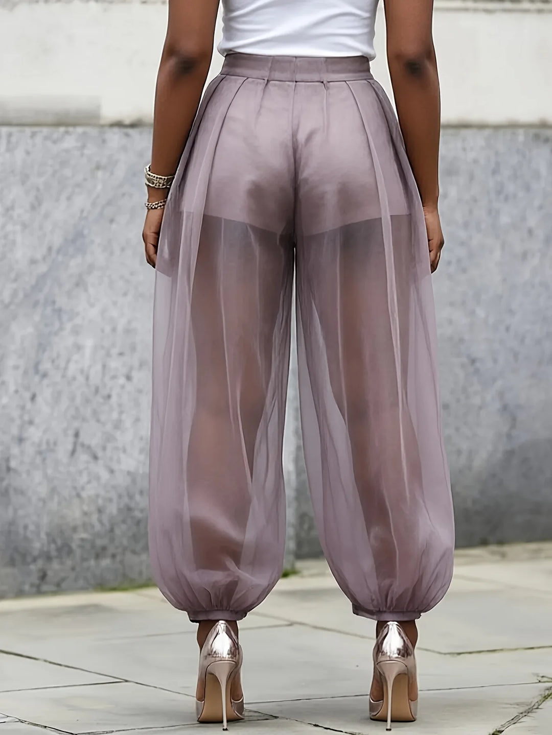 Hensley Sheer Mesh Balloon Trousers