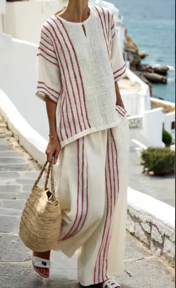 Isadora Striped Linen Two-Piece Set