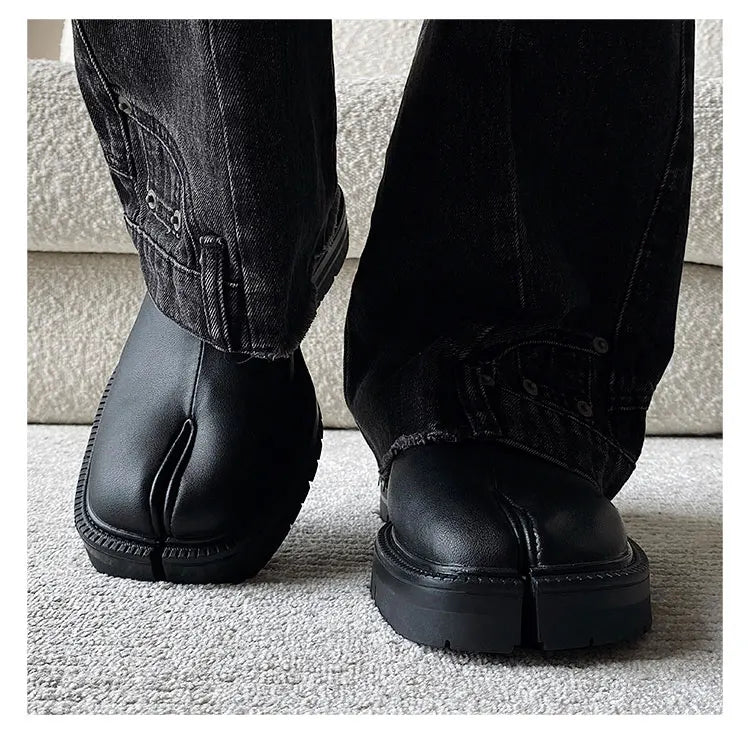 Obsidian Leather Tabi Loafers