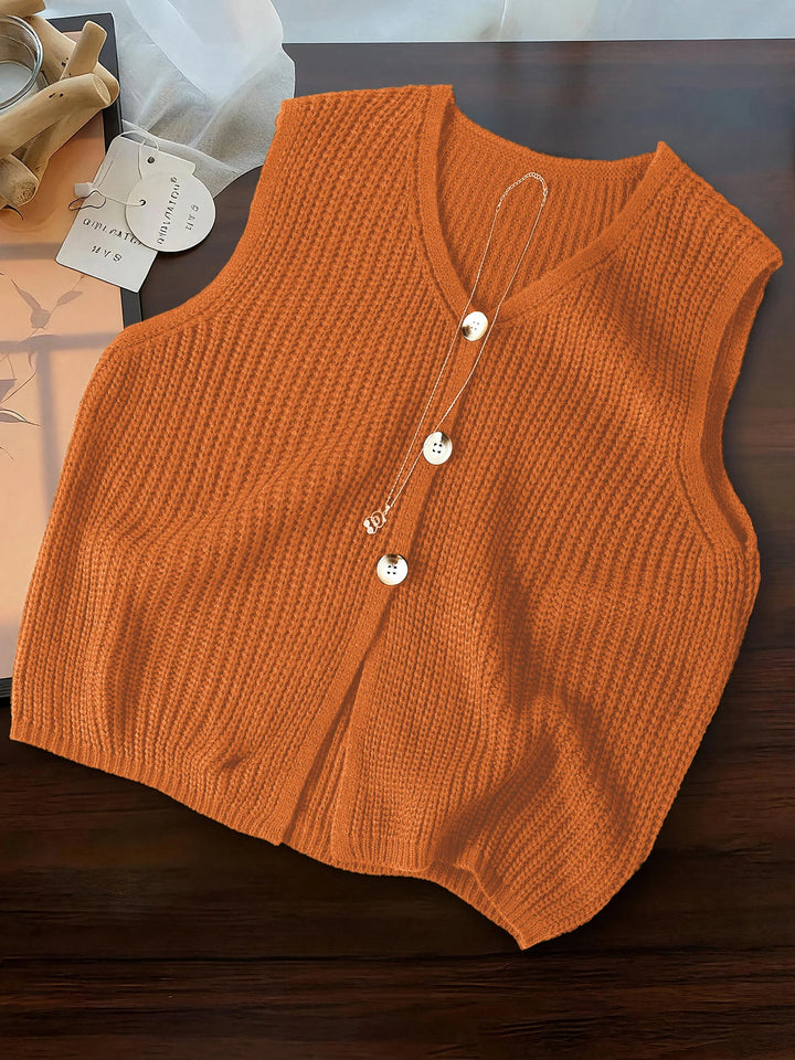 Elma Sleeveless V Neck Cardigan