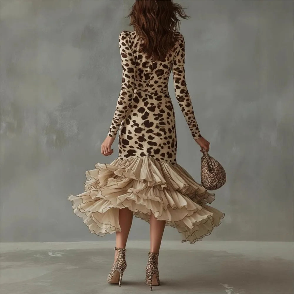 Sloane Leopard Ruffle Dress