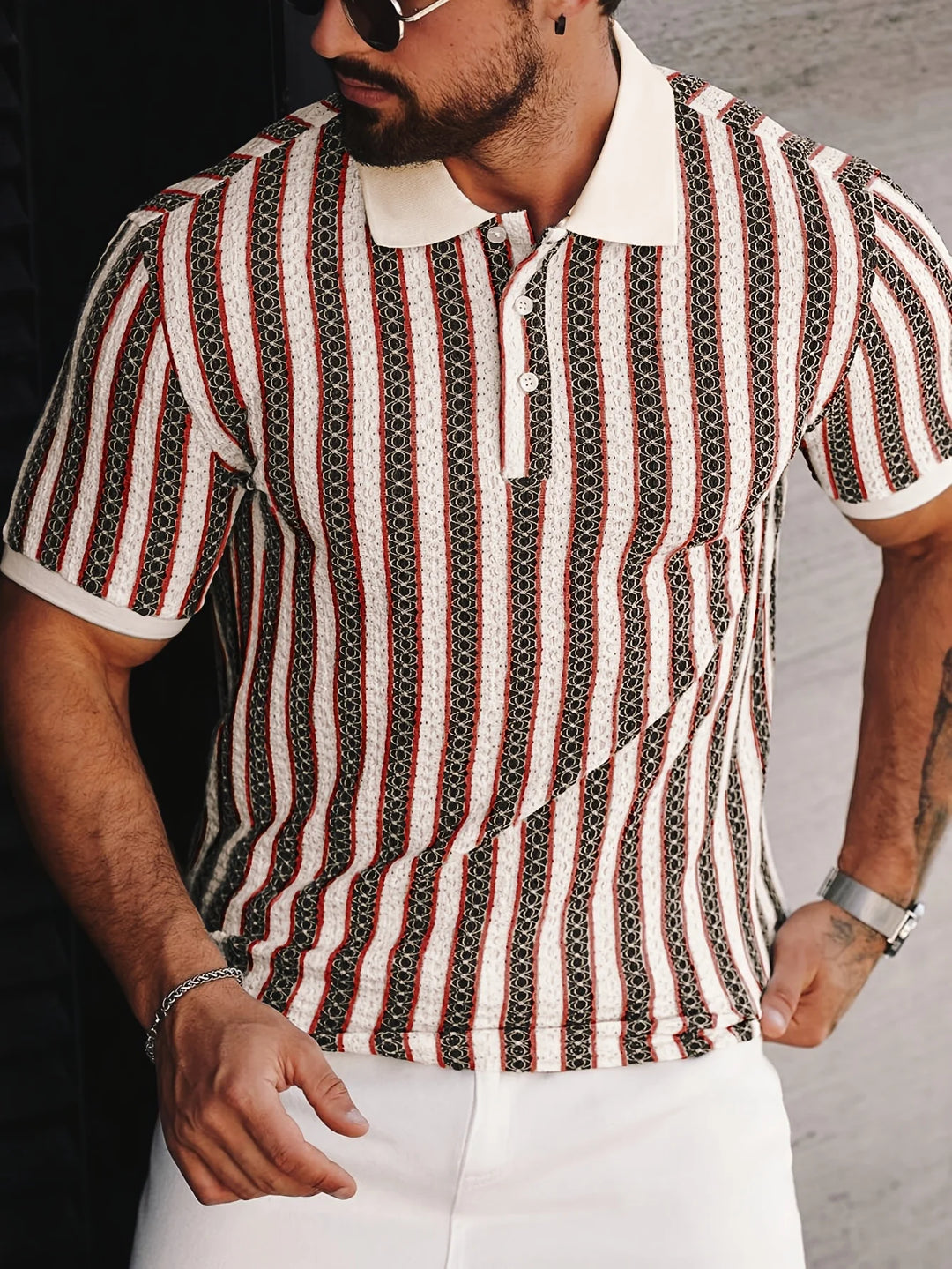 Declan Striped Ice Silk Polo