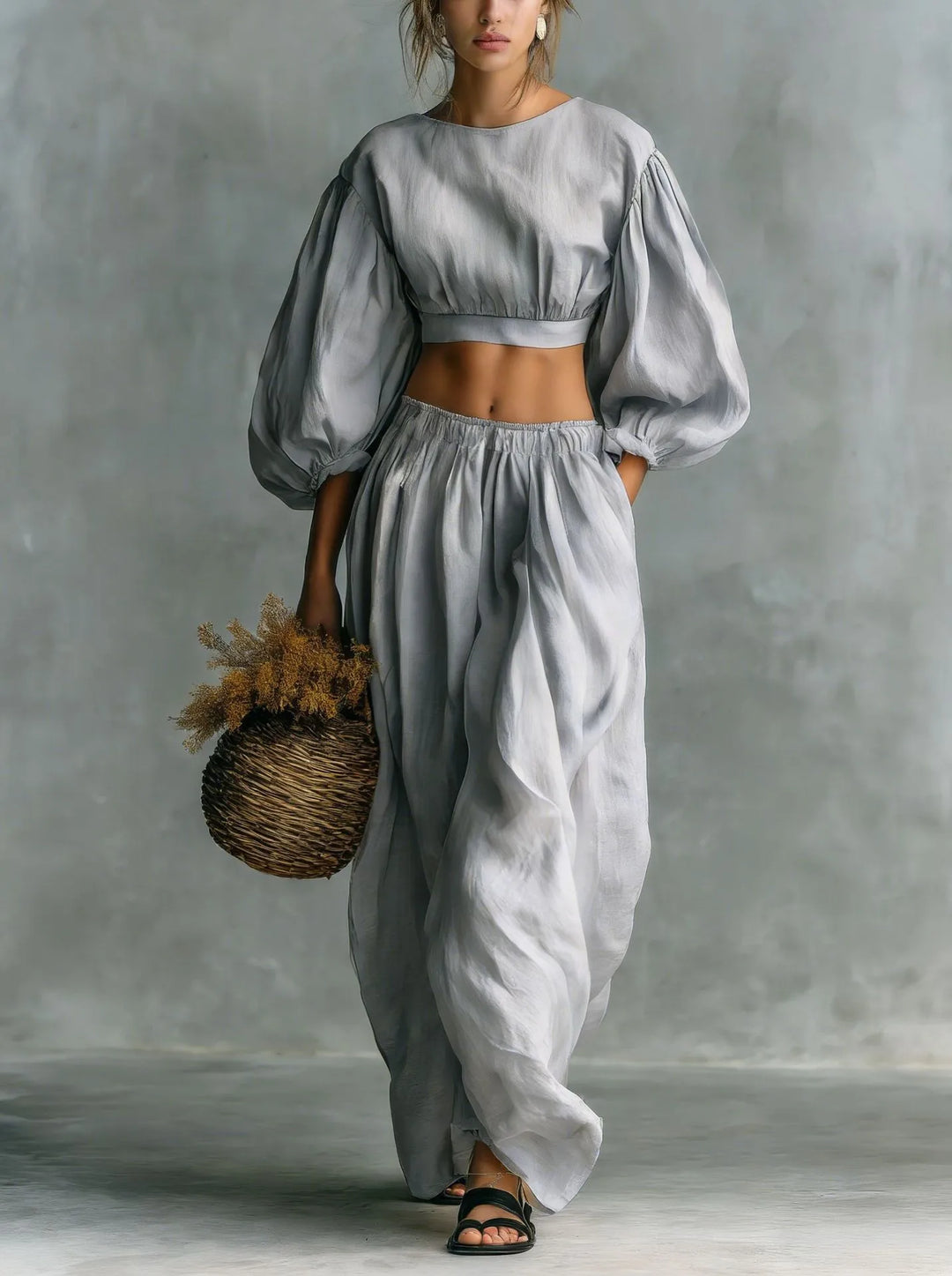 Maren Balloon Sleeve Trouser Set