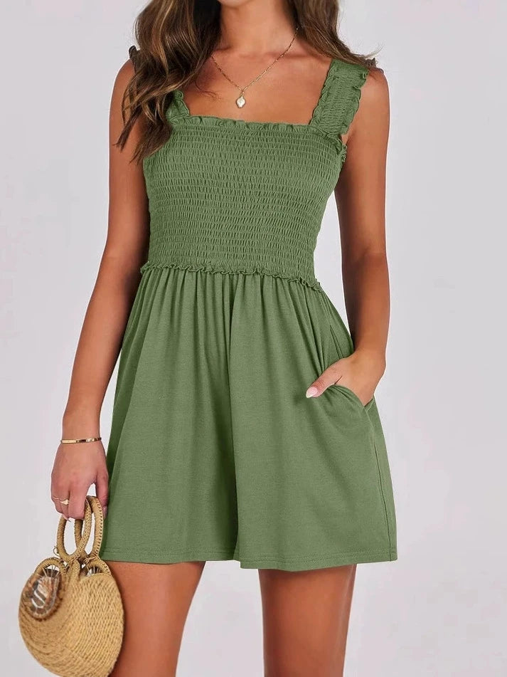 Pia Smocked Pocket Romper