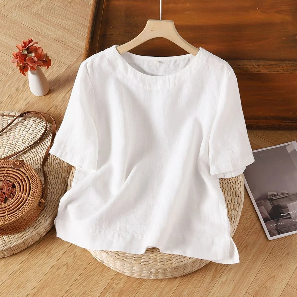Coralie Breathable Linen Blend Summer Blouse
