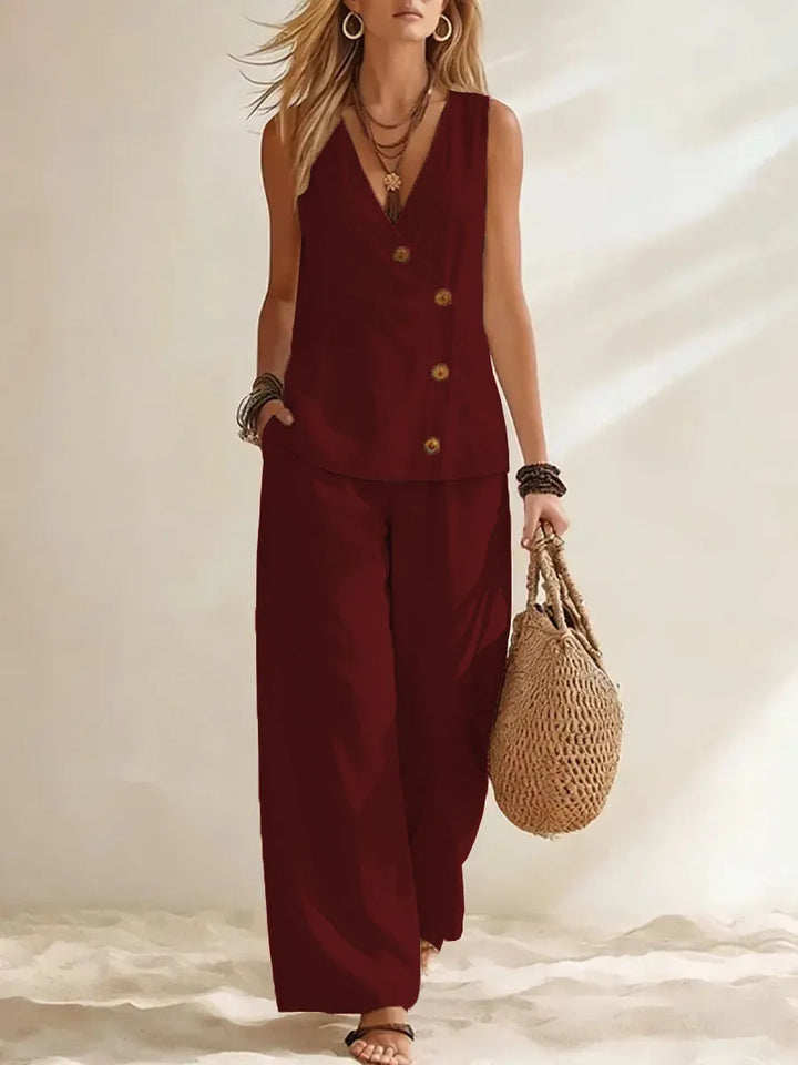 Maeve Button Vest Co-Ord Set