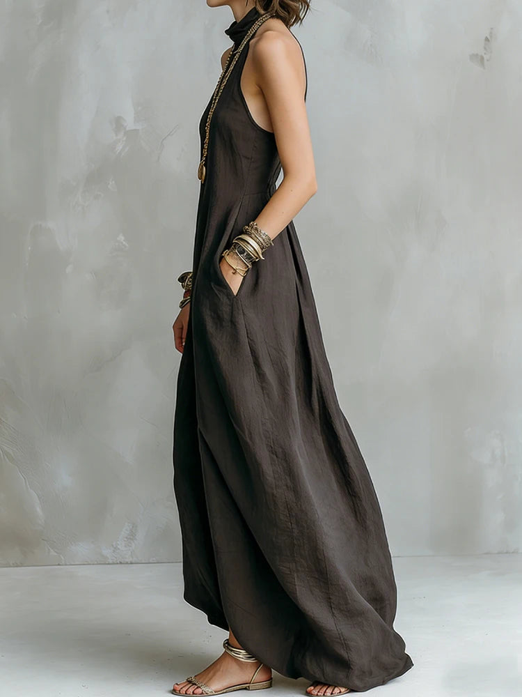 Evelyn Halter Flowy Maxi Dress