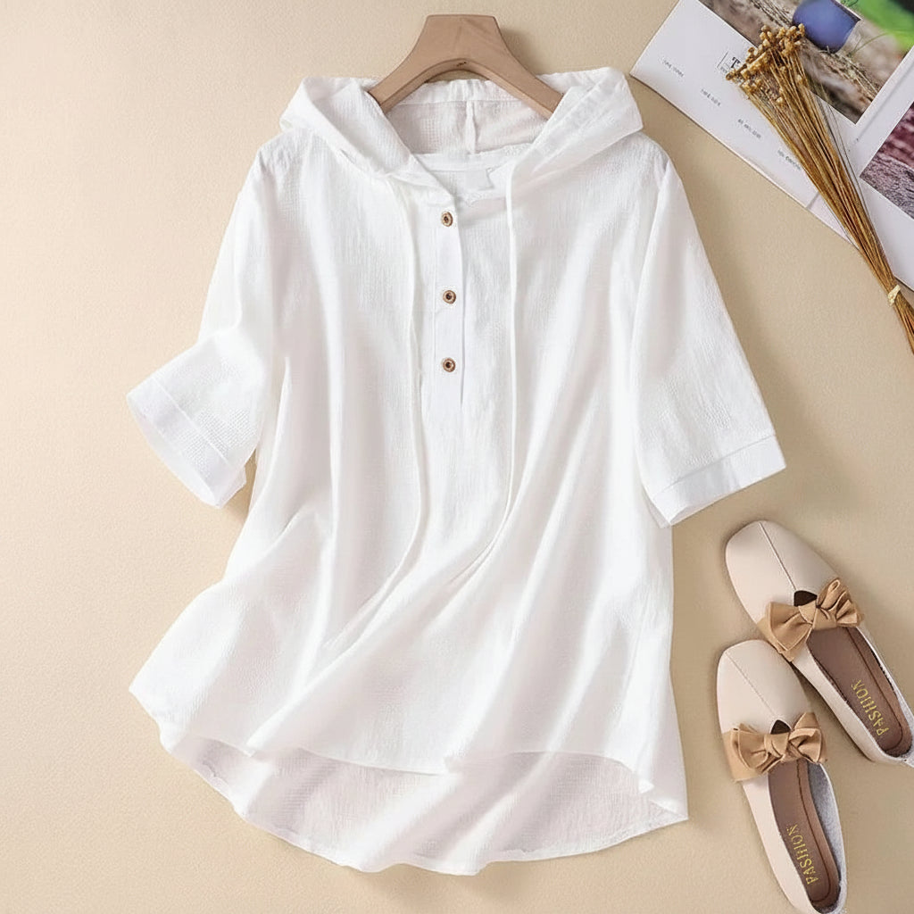 Angelina Hooded Button Blouse