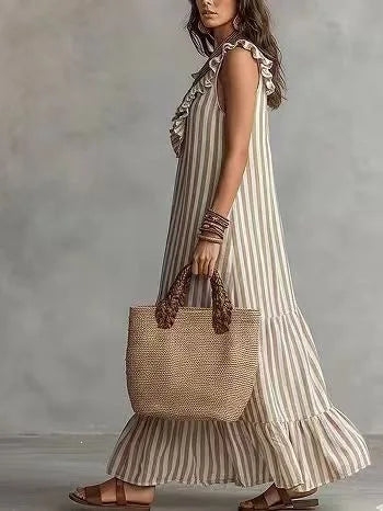 Ainsley Ruffle Striped Maxi Dress