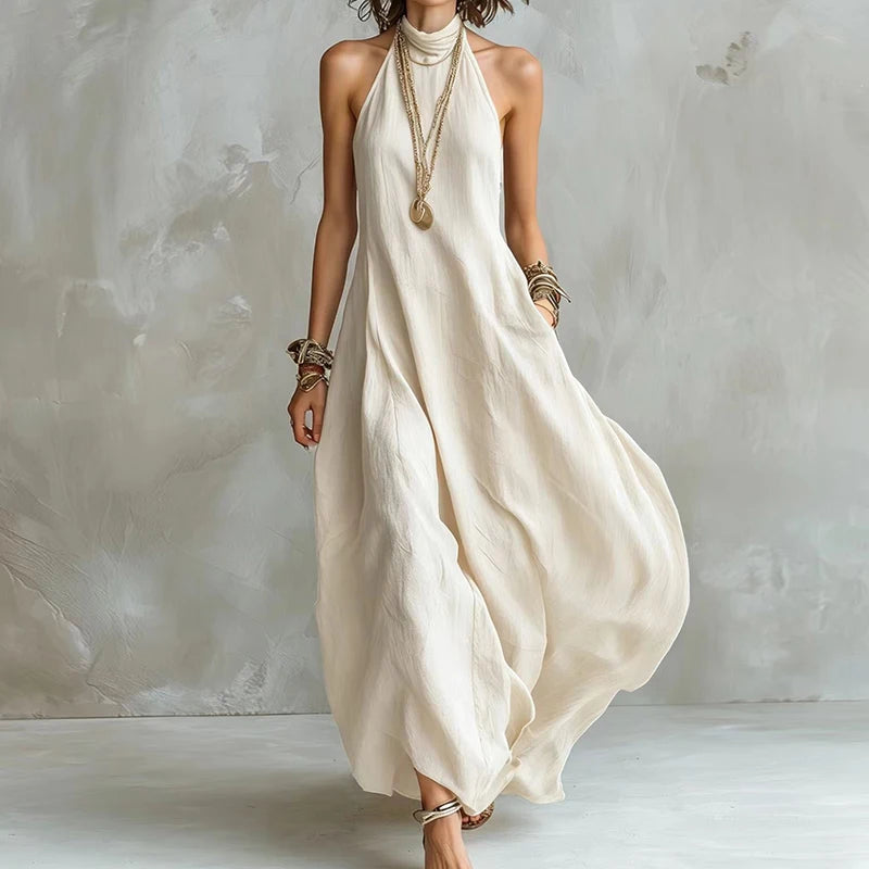 Evelyn Halter Flowy Maxi Dress