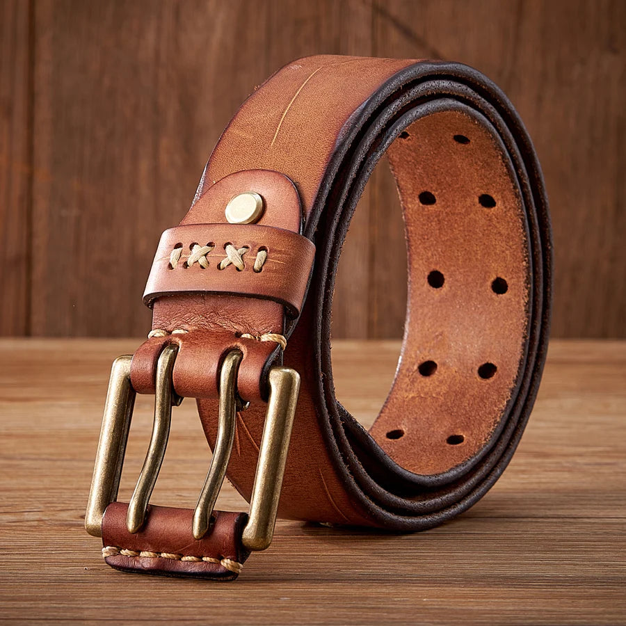 Clyde Rugged Double Prong Leather Belt
