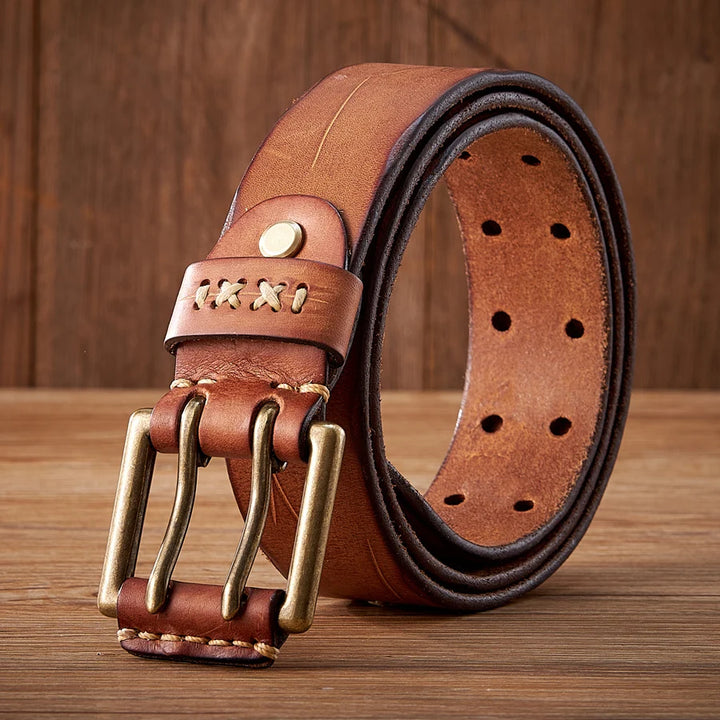 Clyde Rugged Double Prong Leather Belt