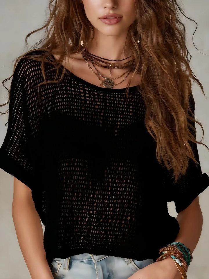 Delilah Breathable Short Sleeve Crochet Top